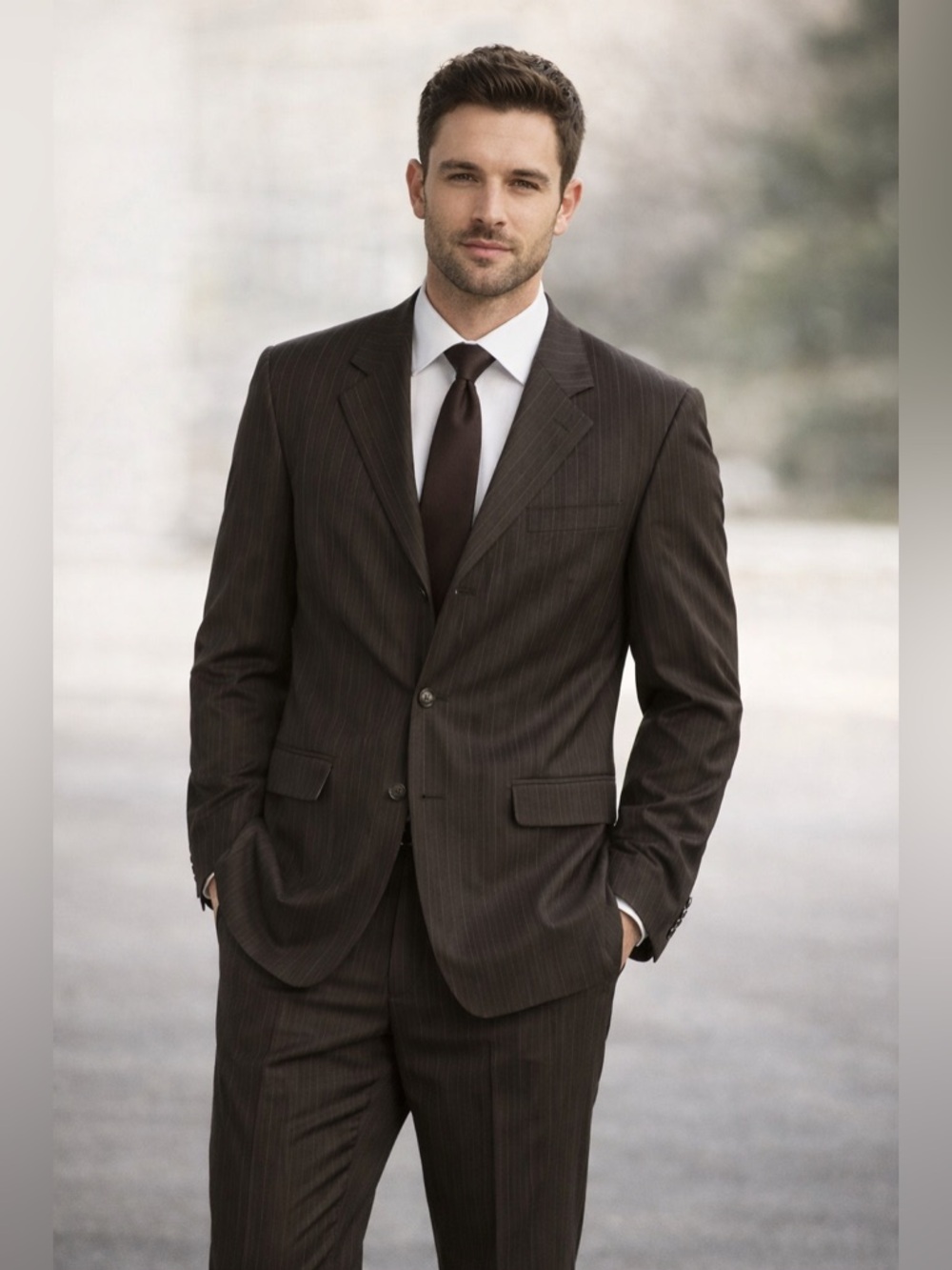 KILBURNE and FINCH Mens Gray Pinstripe 2 Piece Suit size 40L 34W